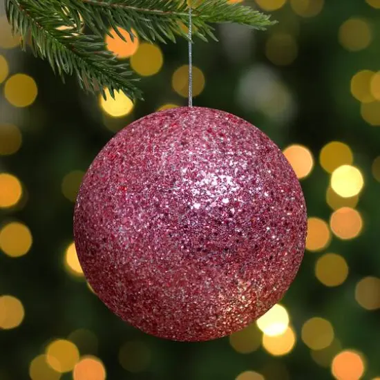 6" Glittery Pink Sequin Ball Ornament {6}