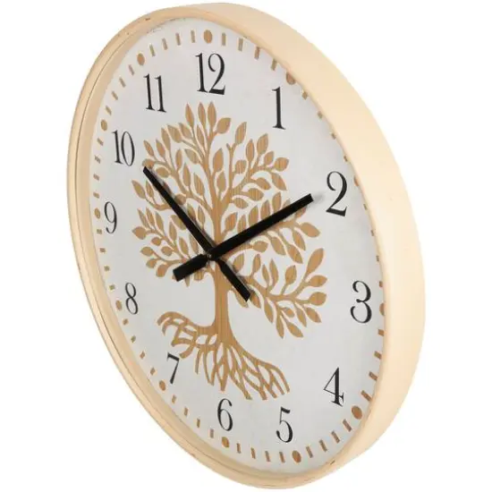 23.5" Natural Brown & Cream Tree Wall Clock {10}