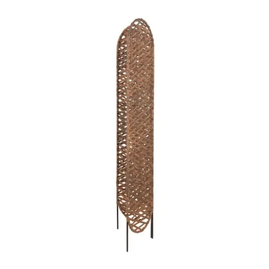 6ft. Copper Metal Geometric Handmade Foldable Freestanding Woven Room Divider Screen {5}