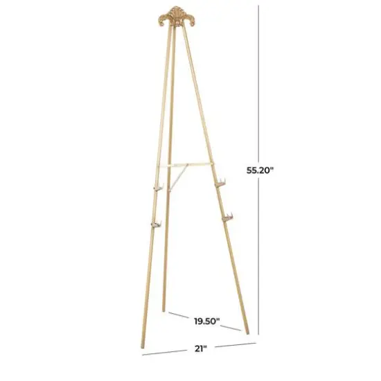 55.25" Gold Metal Large Foldable 2-Tier Display Easel with Scroll Finial {7}