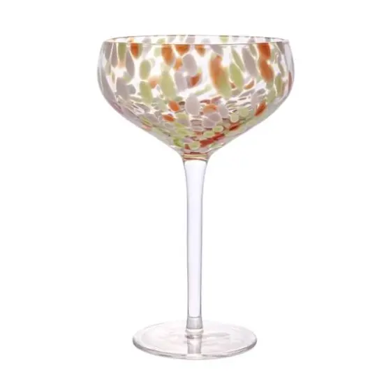 Hello Honey&reg; 7" Speckle Round Stemmed Champagne Coupe Glass Set {10}