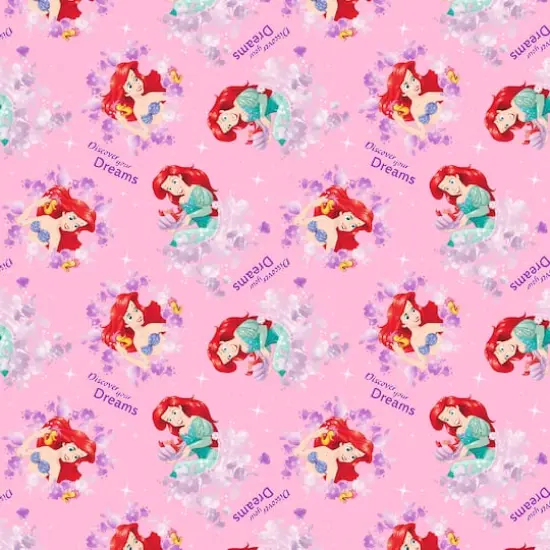 Disney&reg; Princess Ariel Pink Discover Your Dreams Cotton Fabric {1}