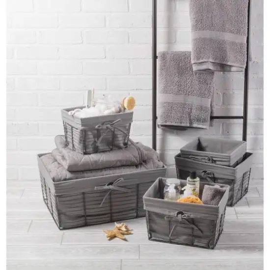 DII&reg; Small Gray Lined Vintage Wire Basket, 3ct. {6}