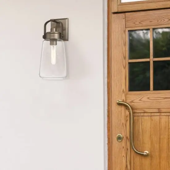 Hello Honey&reg; Gage Tuscan Gold Industrial Tapered Seedy Glass & Metal Wall Mounted Outdoor Light {4}