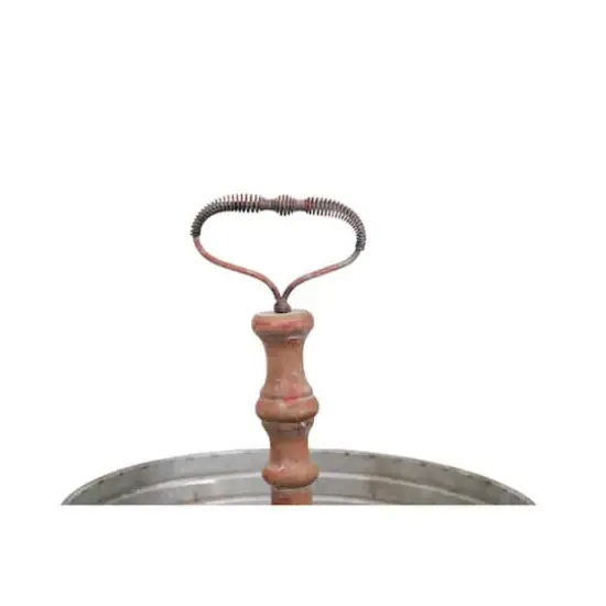 Hello Honey&reg; 11'' Round Metal & Wood Tray with Handle {5}