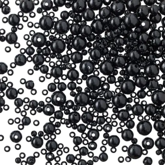 2.5oz. Jet Black Plastic Pearl Bead Mix by Bead Landing&trade; {1}