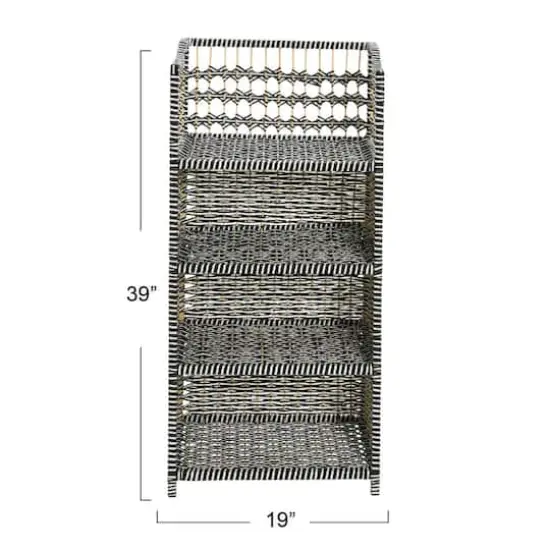 Household Essentials 39" Woven Paper Rattan Accent Shelf Black {4}