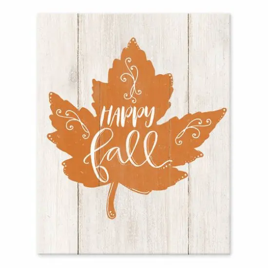 Happy Fall Orange Leaf Tabletop Canvas {1}