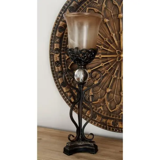 Set of 2" Brown Metal Mediterranean Uplight, 9" x 30" {13}