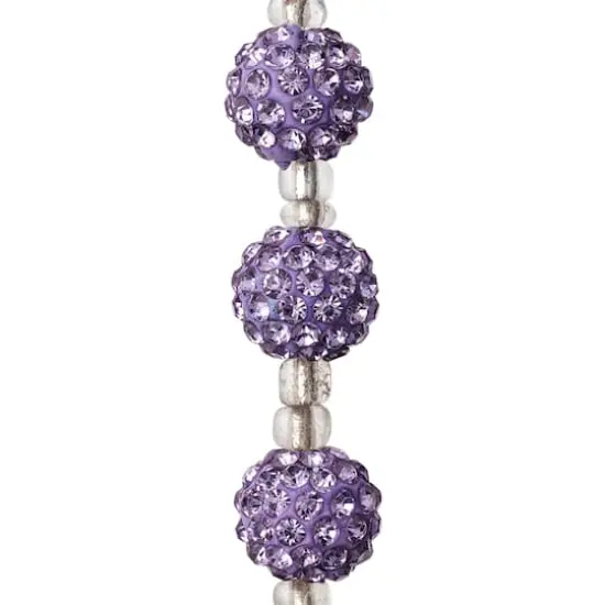 Lavender Rhinestone Studded Round Beads, 10mm by Bead Landing&trade; {1}