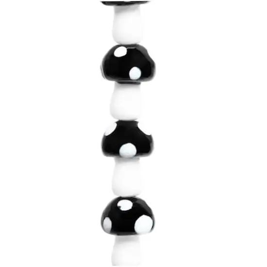 Black & White Glass Mushroom Beads, 17mm by Bead Landing&trade; {4}