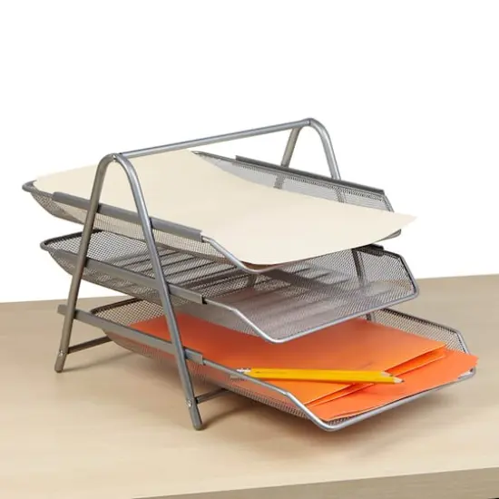 Mind Reader Desk Organizer with 4 Sliding Trays Silver {4}