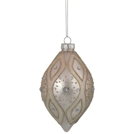 5.25" Rose Gold Retro Ombre Glass Christmas Drop Ornament {5}
