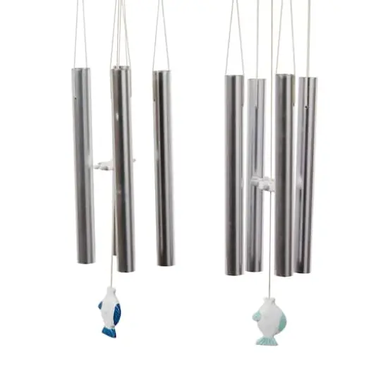 Set of 2 White Aluminum Coastal Wind Chimes, 4" x 30" Each {5}