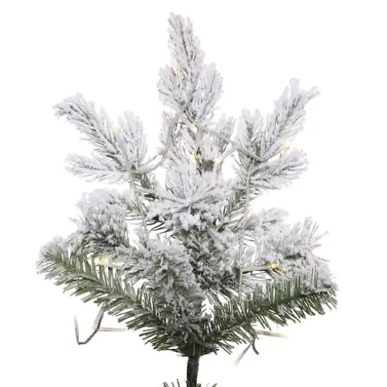 6.5ft. Pre-Lit Flocked Kiana Artificial Christmas Tree, Wide Angle Warm White LED Lights {4}