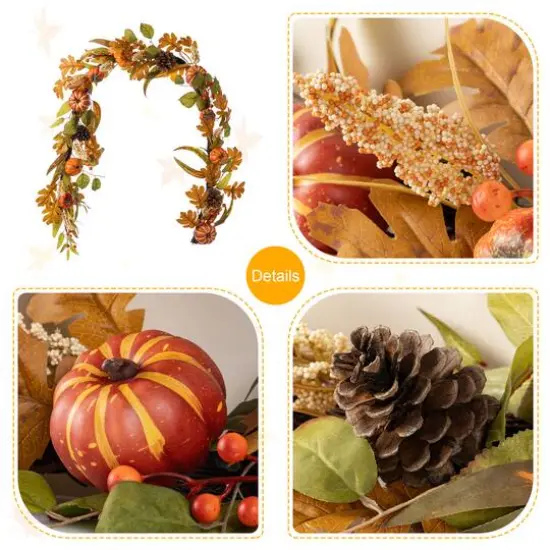 Glitzhome&reg; 72" Fall Pumpkin Leaf Floral Garland {7}