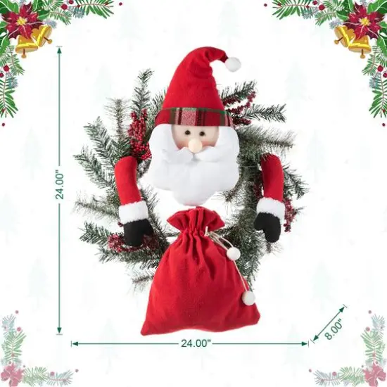 Glitzhome&reg; 24" Santa Flocked Pine Needle & Berry Wreath {8}