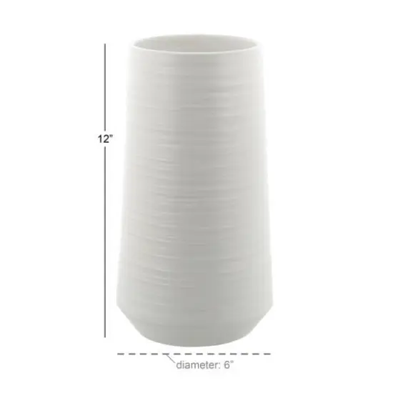 Silver Porcelain Contemporary Vase, 12" x 6" x 6" {5}