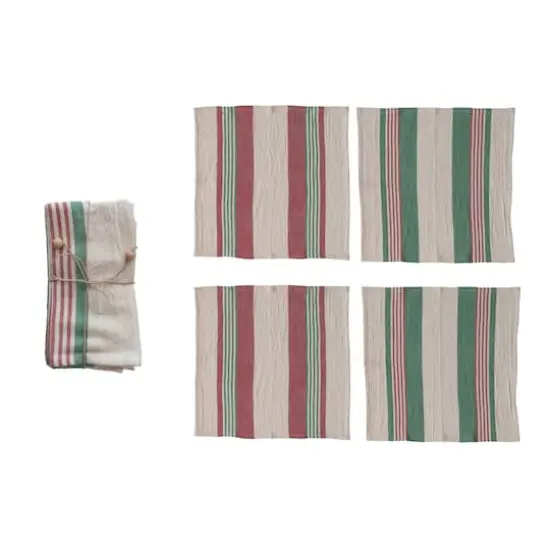 Hello Honey&reg; 18" Multicolor Striped Christmas Napkin Set {1}
