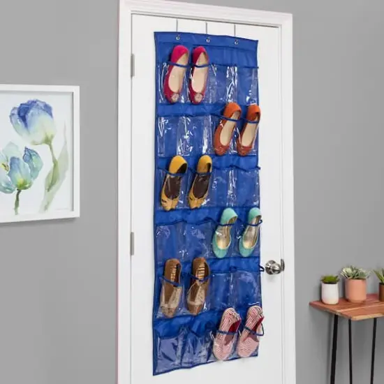 Honey Can Do 24 Pocket OTD Shoe Rack Blue {3}