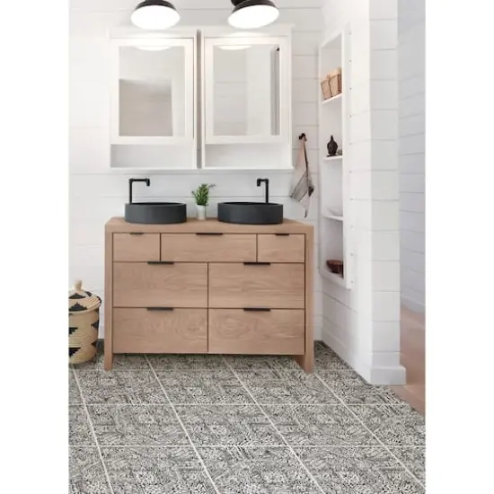 FloorPops Reo Charcoal Peel & Stick Floor Tiles {4}