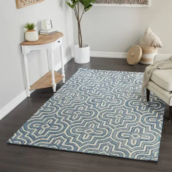 Blue Wool Modern Area Rug 5ft. x 8ft. {9}