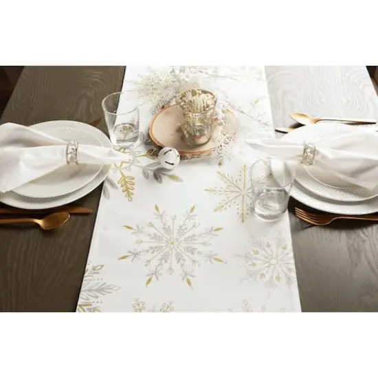 DII&reg; 108" Snowflake Sparkle Printed Table Runner {5}