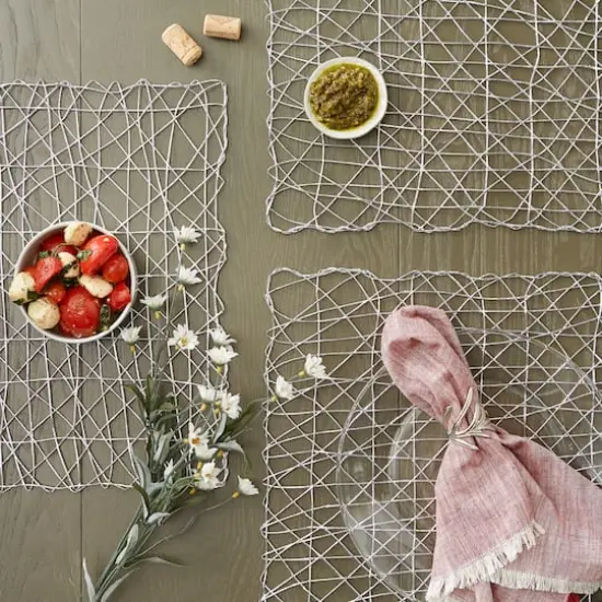 DII&reg; Woven Paper Square Placemat Set Silver {5}