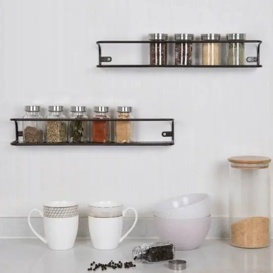 NEX&trade; Large and Wide Brown Wall-Mounted Spice Storage Rack, 2ct. {6}