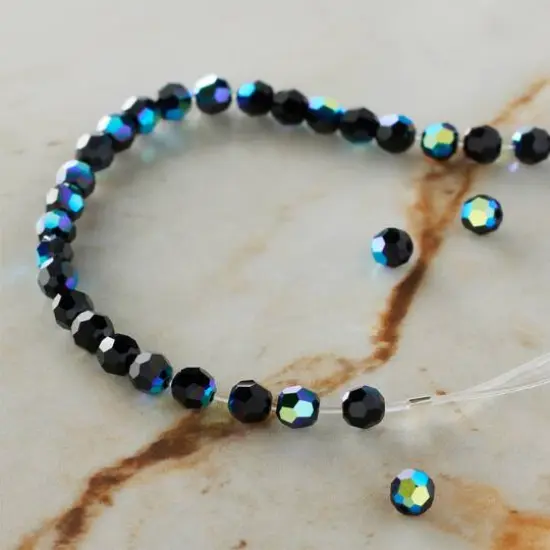 Preciosa Glass Crystal Round Beads, 4mm by Bead Landing&trade; Jet AB {3}