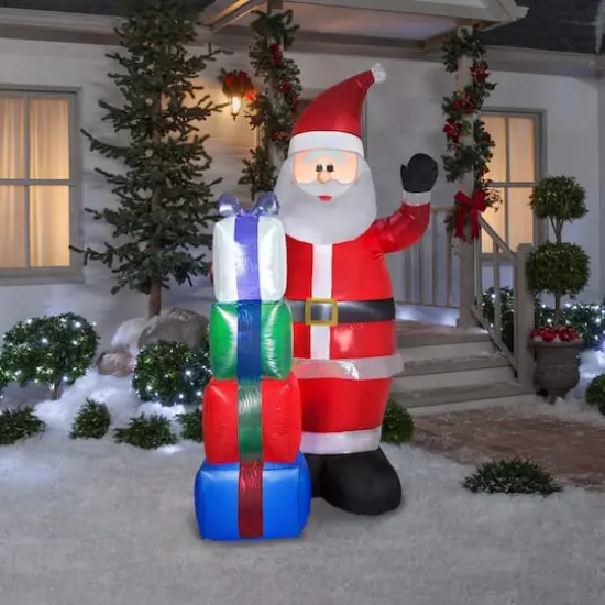 7ft. Airblown&reg; Inflatable Christmas Iridescent & Sequin Santa with Presents {3}