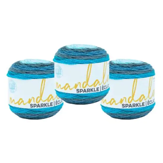 3 Pack Lion Brand&reg; Mandala&reg; Sparkle Yarn Aquarius {2}
