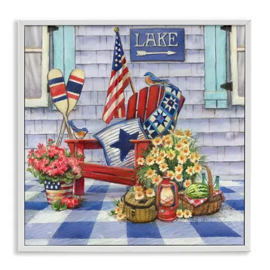 Stupell Industries Americana Porch View Framed Giclee Art White {1}