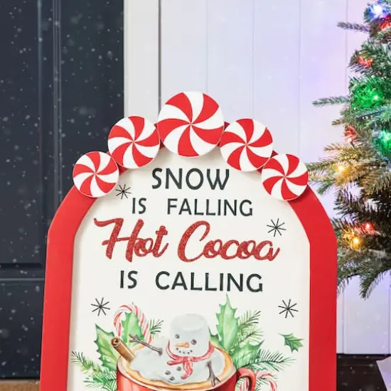 Glitzhome&reg; 2ft. Wooden Peppermint Easel Porch D&eacute;cor {6}