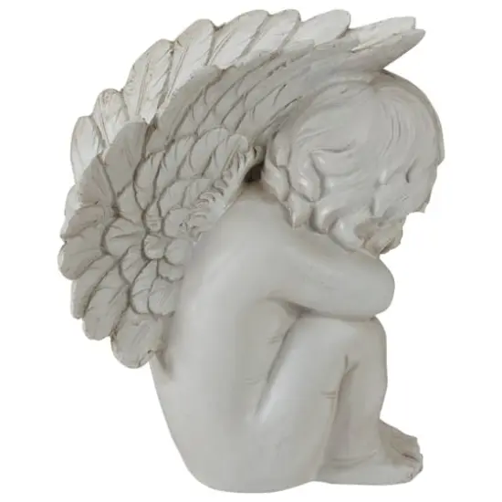 7" Heavenly Gardens Gray Left Facing Sleeping Cherub Angel Outdoor Garden Statue {5}
