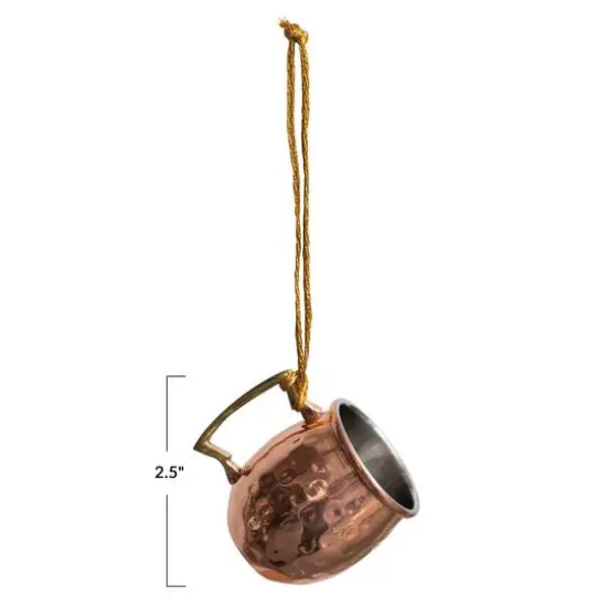 Hello Honey&reg; 2.5" Copper Finish Hammered Stainless Steel Mule Mug Ornament {4}