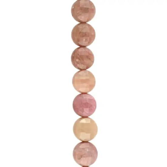 Pink Rhodonite Faceted Coin Beads, 8mm by Bead Landing&trade; {1}