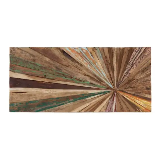 39" Brown Rustic Abstract Teak Wood Wall Decor {3}