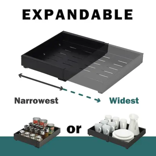 SunnyPoint Pull-Out Cabinet Organizer Expandable Drawer Shelf Black {6}