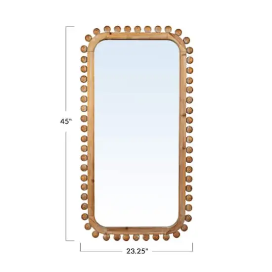 Hello Honey&reg; 45" Natural Boho-Southwestern Beaded Rectangular Firwood Wall Mirror {5}
