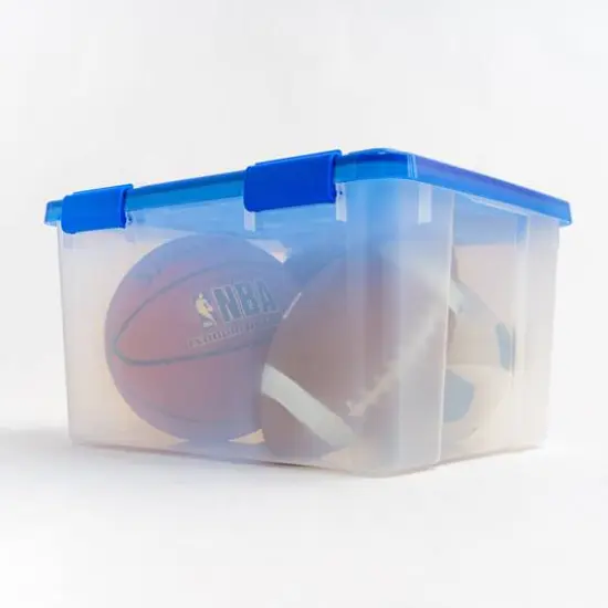 IRIS® WeatherPro™ 44qt. Clear Heavy Duty Plastic Storage Bin with Blue Lid {7}