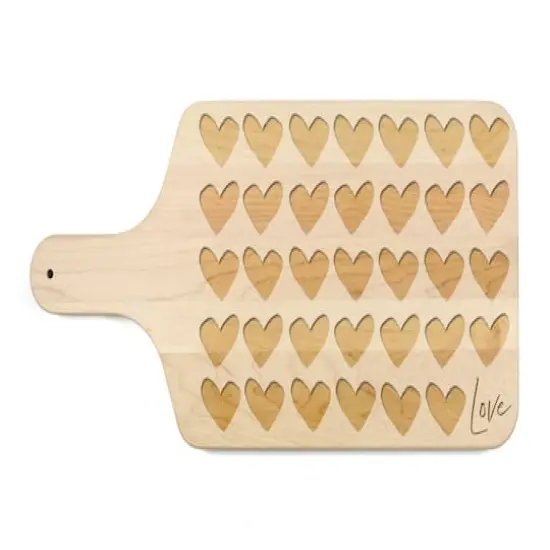 Love And Hearts 17" x 8" Maple Paddle Cutting Board {1}