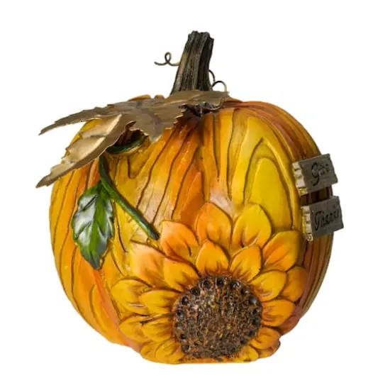 6.5" Orange & Yellow Sunflower Pumpkin Tabletop D&eacute;cor {5}