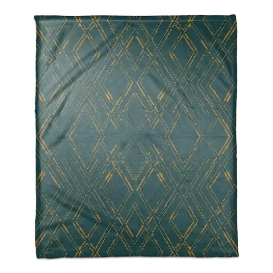 Diamond Coral Fleece Blanket Blue/Gold {1}