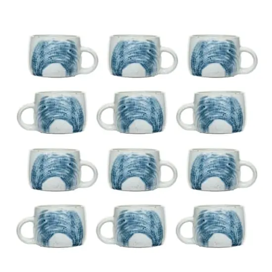 Hello Honey® 10oz. Cream & Blue Glaze Hand-Painted Stoneware Mug, 12ct. {1}