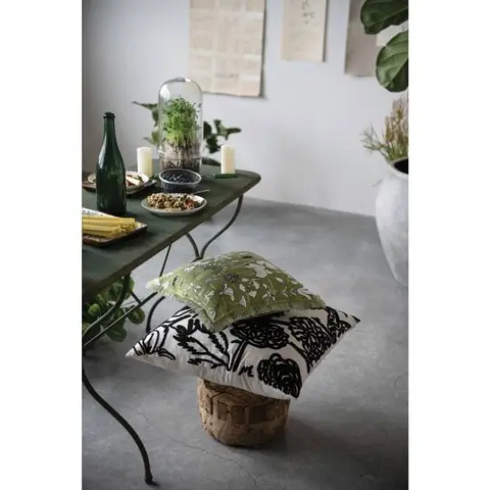 Garden Studies Embroidered Square Throw Pillow with Fringes {3}