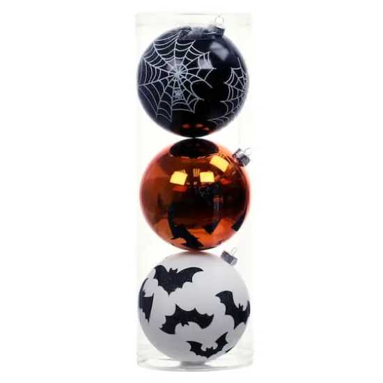 4.75" Orange, Black & White Plastic Ball Ornament Set by Ashland&reg; {1}