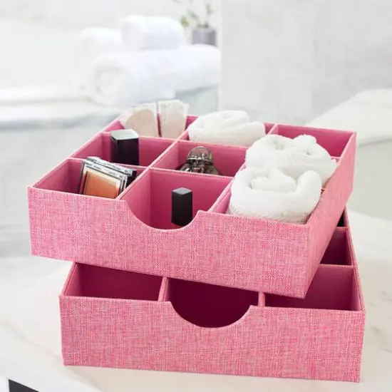 Household Essentials 9-Compartment Drawer Organizers, 2ct. Pink {3}