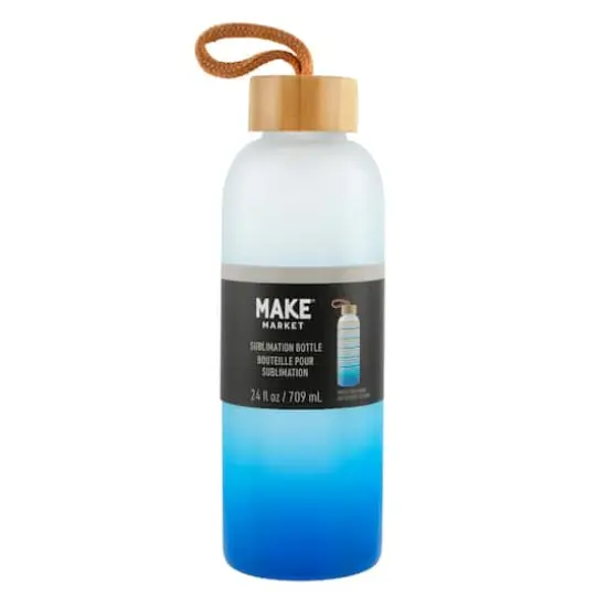 24oz. Frosted Glass Sublimation Bottle by Make Market&reg; Blue Gradient {4}