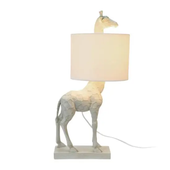 Hello Honey&reg; 28" White Resin Giraffe Table Lamp with Linen Shade {9}